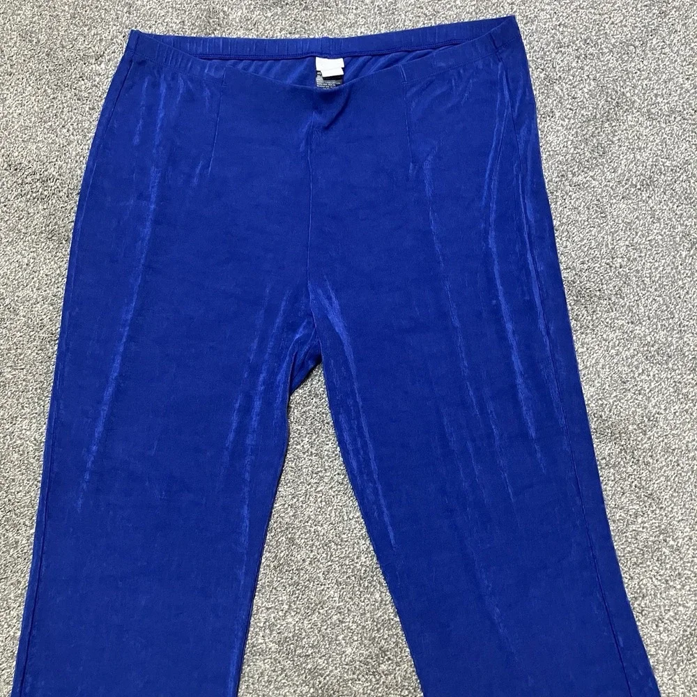 Chico's Travelers Pants Size 3 3P Petite XL Royal Blue Dress Pants Stretch